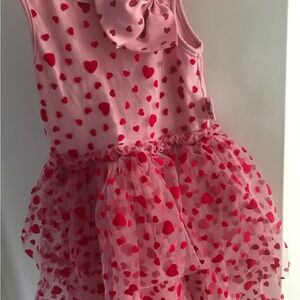 Playful Pink and Red Heart Casual Dress with Tutu Skirt